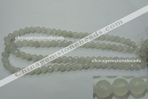 CAG4350 15.5 inches 8mm faceted round white agate beads wholesale