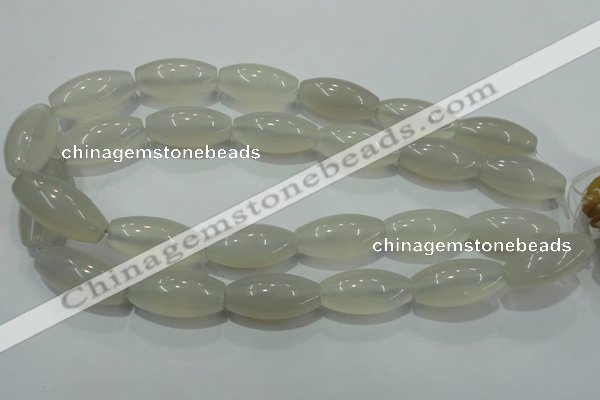 CAG4355 15.5 inches 15*30mm rice white agate beads wholesale