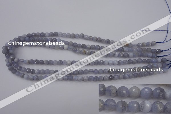 CAG4361 15.5 inches 6mm faceted round blue lace agate beads