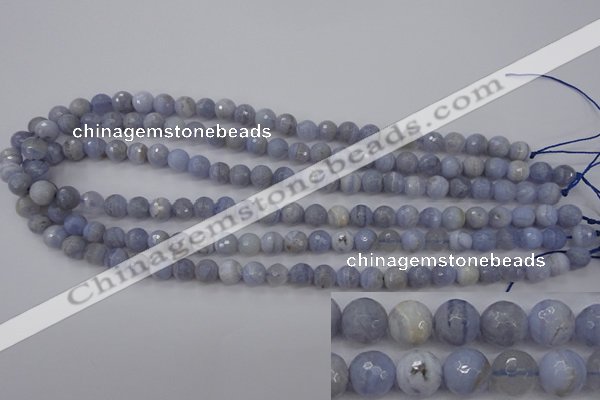 CAG4362 15.5 inches 8mm faceted round blue lace agate beads