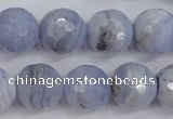 CAG4364 15.5 inches 12mm faceted round blue lace agate beads