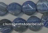 CAG4380 15.5 inches 16mm flat round dyed blue lace agate beads