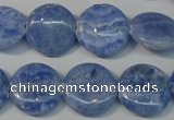 CAG4381 15.5 inches 18mm flat round dyed blue lace agate beads