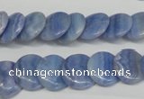 CAG4392 15.5 inches 14mm flat round dyed blue lace agate beads