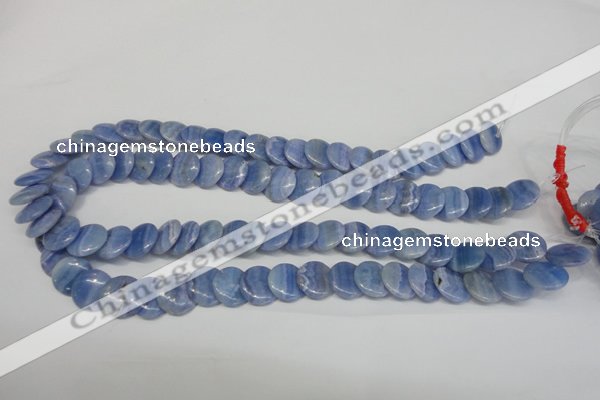 CAG4392 15.5 inches 14mm flat round dyed blue lace agate beads