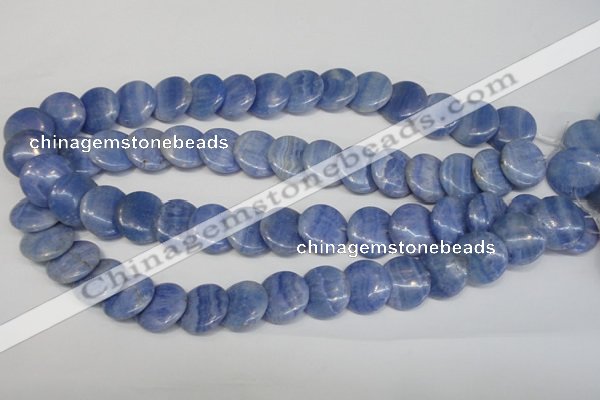 CAG4393 15.5 inches 18mm flat round dyed blue lace agate beads