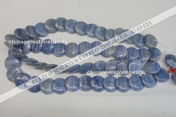 CAG4394 15.5 inches 20mm flat round dyed blue lace agate beads