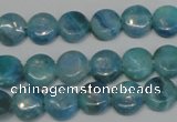 CAG4420 15.5 inches 10mm flat round dyed blue lace agate beads