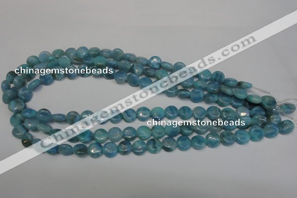 CAG4420 15.5 inches 10mm flat round dyed blue lace agate beads