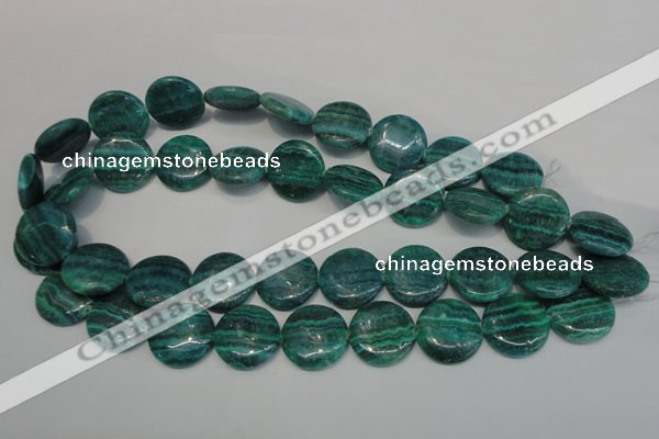 CAG4424 15.5 inches 20mm flat round dyed blue lace agate beads