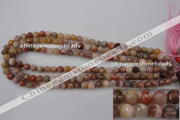 CAG4472 15.5 inches 8mm faceted round pink botswana agate beads