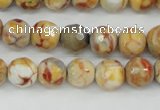 CAG4482 15.5 inches 6mm faceted round fire crackle agate beads