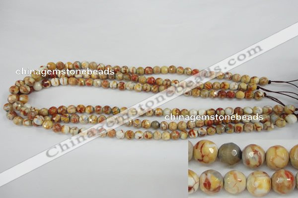 CAG4482 15.5 inches 6mm faceted round fire crackle agate beads