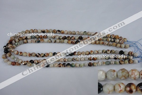 CAG4483 15.5 inches 6mm faceted round fire crackle agate beads
