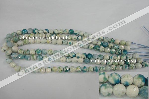 CAG4492 15.5 inches 8mm faceted round fire crackle agate beads