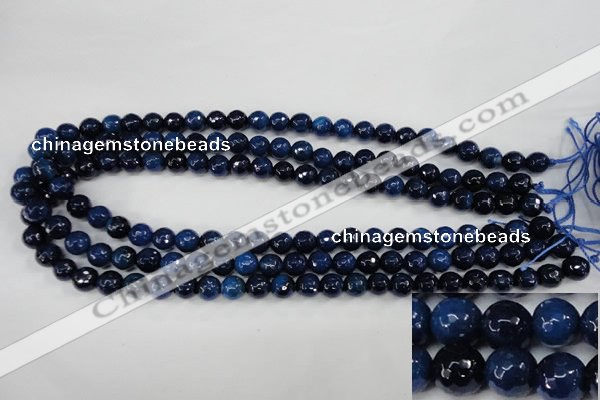 CAG4494 15.5 inches 8mm faceted round fire crackle agate beads