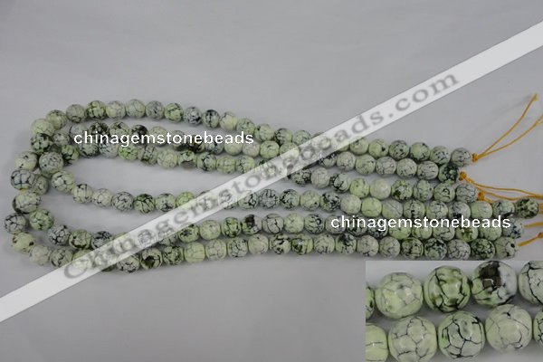 CAG4497 15.5 inches 8mm faceted round fire crackle agate beads