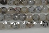 CAG4498 15.5 inches 8mm faceted round fire crackle agate beads