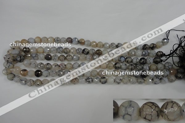CAG4498 15.5 inches 8mm faceted round fire crackle agate beads