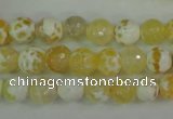 CAG4502 15.5 inches 8mm faceted round fire crackle agate beads