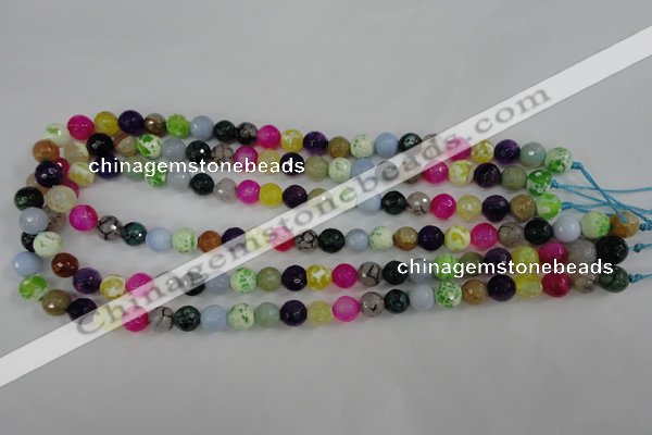 CAG4504 15.5 inches 8mm faceted round fire crackle agate beads