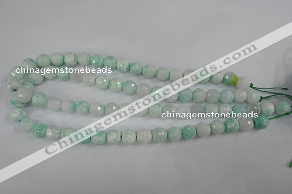 CAG4516 15.5 inches 10mm faceted round fire crackle agate beads