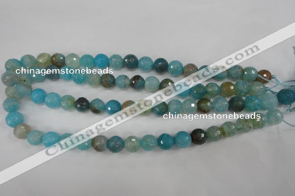 CAG4518 15.5 inches 10mm faceted round fire crackle agate beads