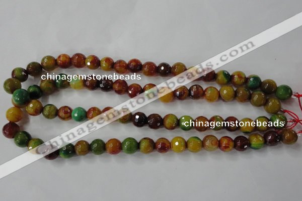 CAG4520 15.5 inches 10mm faceted round fire crackle agate beads