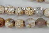 CAG4521 15.5 inches 10mm faceted round fire crackle agate beads