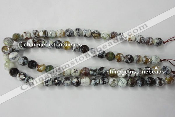 CAG4522 15.5 inches 10mm faceted round fire crackle agate beads