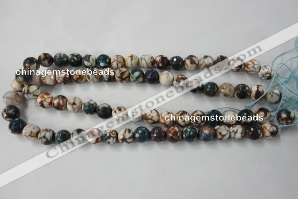 CAG4524 15.5 inches 10mm faceted round fire crackle agate beads