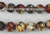 CAG4525 15.5 inches 10mm faceted round fire crackle agate beads