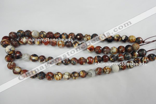 CAG4525 15.5 inches 10mm faceted round fire crackle agate beads