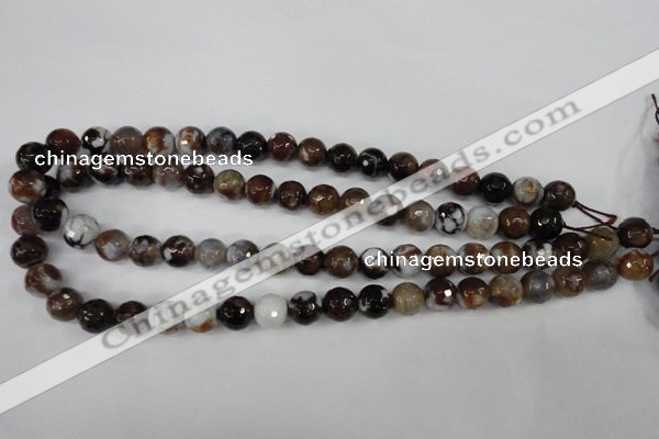 CAG4526 15.5 inches 10mm faceted round fire crackle agate beads