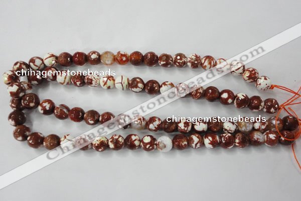 CAG4527 15.5 inches 10mm faceted round fire crackle agate beads