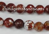 CAG4528 15.5 inches 10mm faceted round fire crackle agate beads