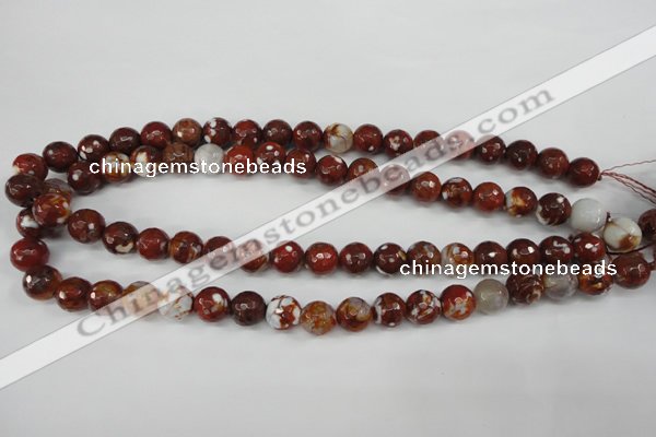 CAG4528 15.5 inches 10mm faceted round fire crackle agate beads