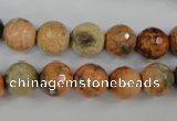 CAG4529 15.5 inches 10mm faceted round fire crackle agate beads