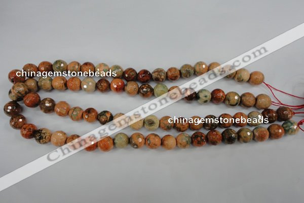 CAG4529 15.5 inches 10mm faceted round fire crackle agate beads