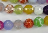 CAG4530 15.5 inches 10mm faceted round fire crackle agate beads