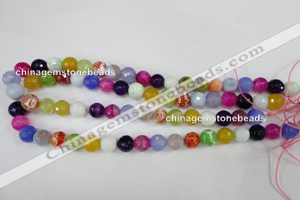 CAG4530 15.5 inches 10mm faceted round fire crackle agate beads