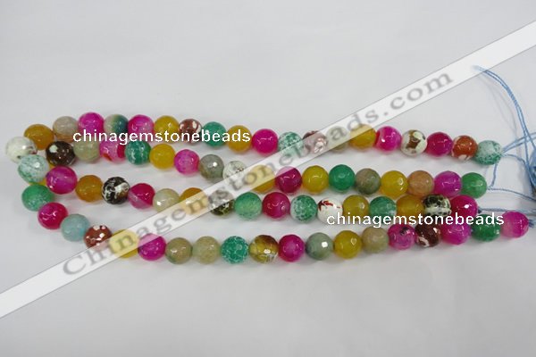 CAG4531 15.5 inches 10mm faceted round fire crackle agate beads