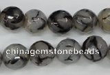 CAG4540 15.5 inches 12mm faceted round fire crackle agate beads