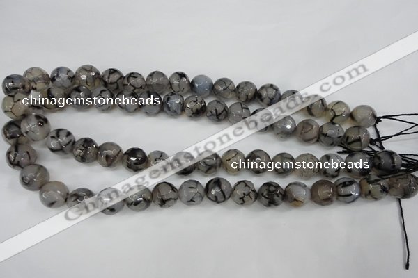 CAG4540 15.5 inches 12mm faceted round fire crackle agate beads