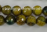 CAG4541 15.5 inches 12mm faceted round fire crackle agate beads