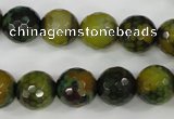 CAG4542 15.5 inches 12mm faceted round fire crackle agate beads