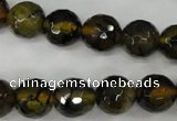 CAG4543 15.5 inches 12mm faceted round fire crackle agate beads