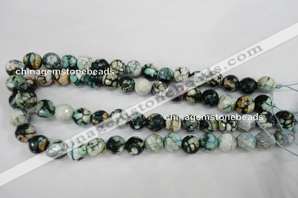 CAG4545 15.5 inches 12mm faceted round fire crackle agate beads