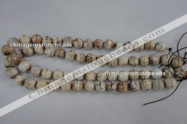 CAG4546 15.5 inches 12mm faceted round fire crackle agate beads