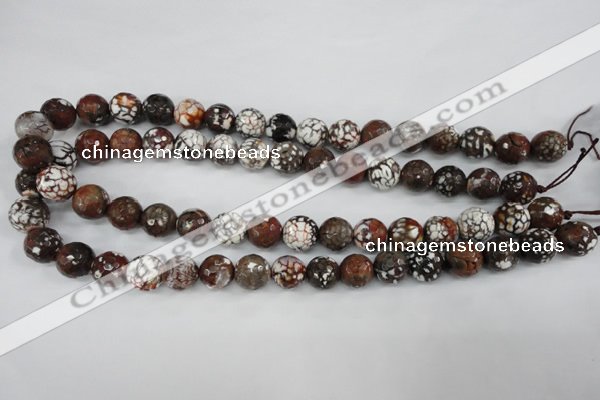 CAG4547 15.5 inches 12mm faceted round fire crackle agate beads